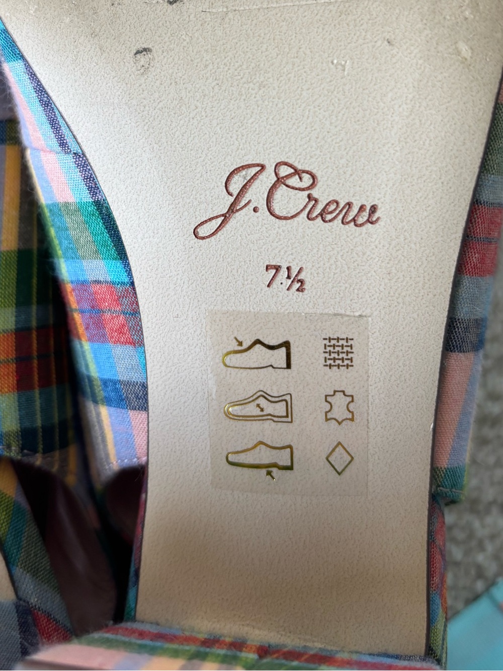 J. Crew Bow-Back Slingback Pumps Pastel Ribbon Plaid Block Heel Preppy Coquette - Picture 12 of 12
